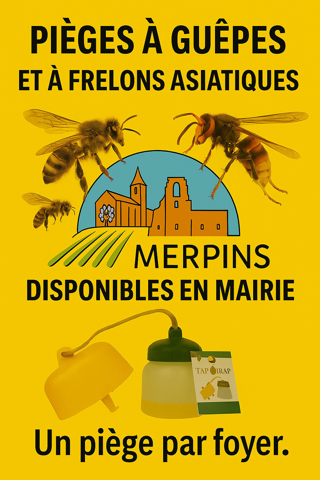 Pièges à guêpes et frelons disponibles en mairie