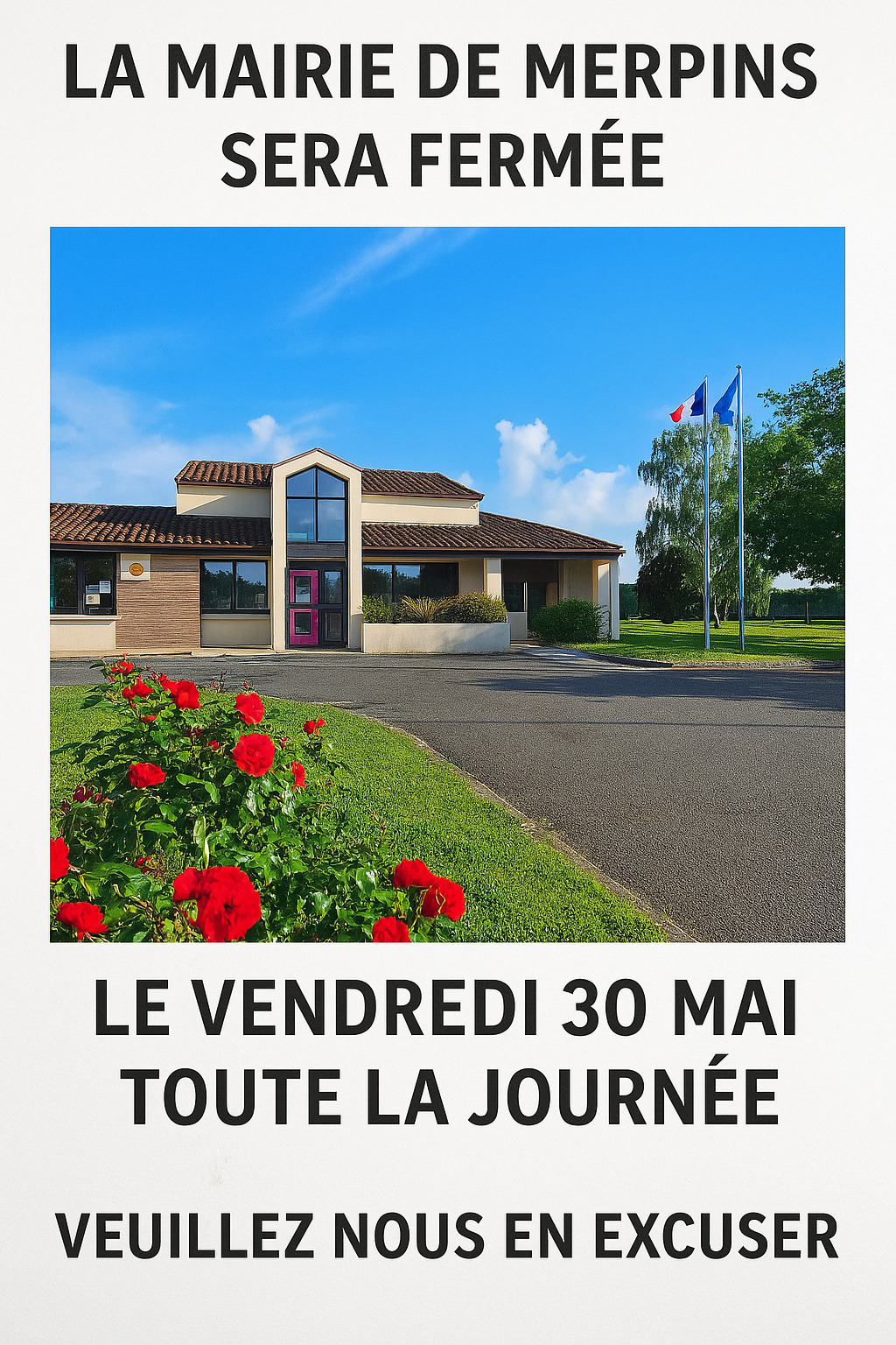 Fermeture de la mairie le 30/05