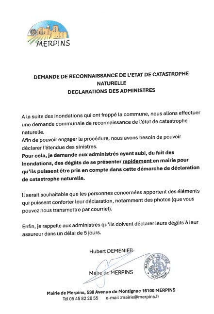 Demande de reconnaissance de l'état de catastrophe naturelle, Déclarations des Administrés