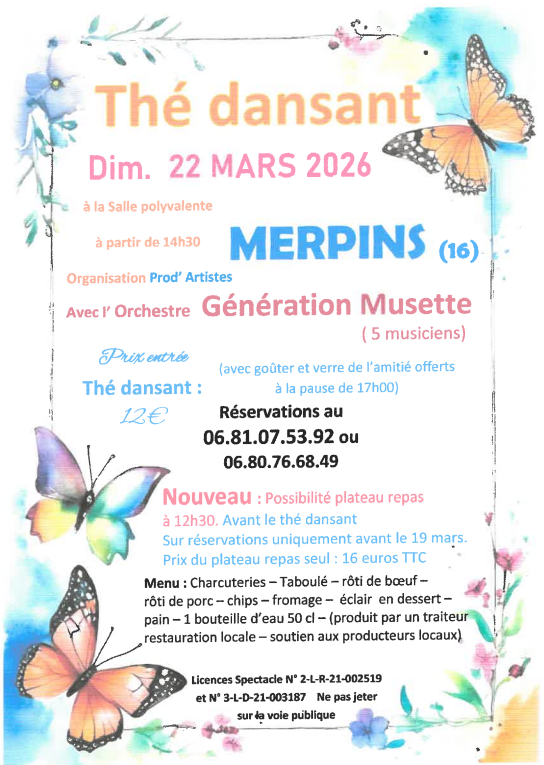 Thé dansant, Dimanche 22 mars 2026