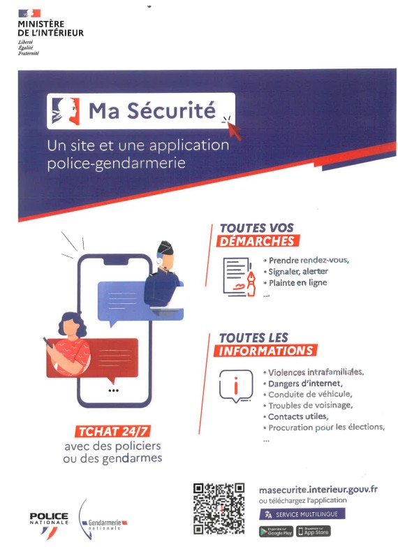 Ma sécurité, un site et une application police-gendarmerie pour toutes démarches et toutes informations.