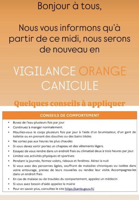 Canicule, Alerte Orange