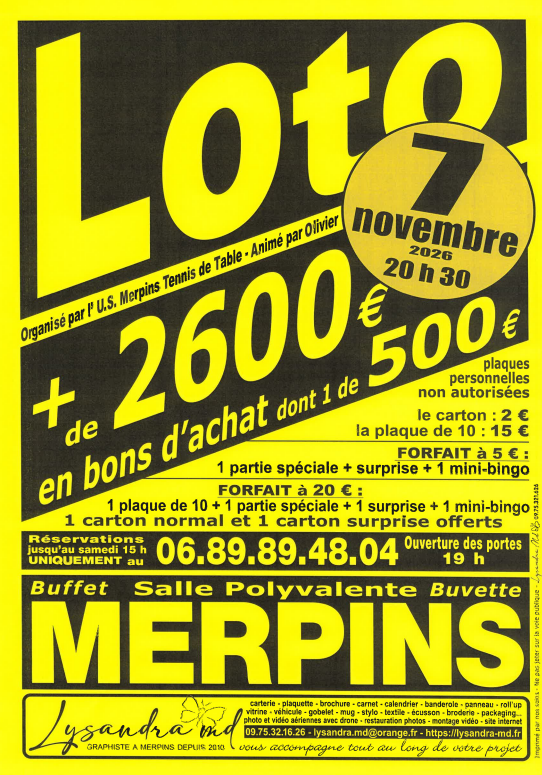 Loto organié par l'U.S. Merpins de Tennis de Table 